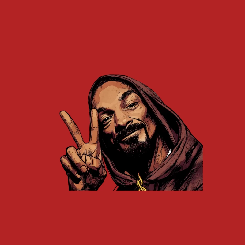 Illustrated Rapper Making Peace Sign in Hoodie Female T-Shirt
