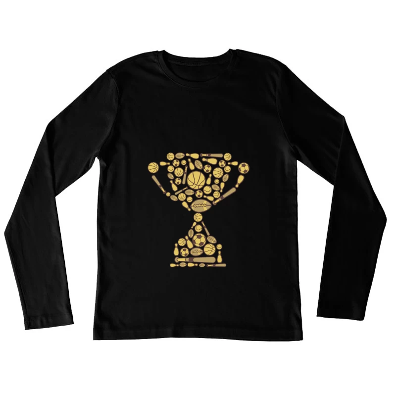 Trophée composé de différents équipements sportifs Femme Manches Longues T-Shirt