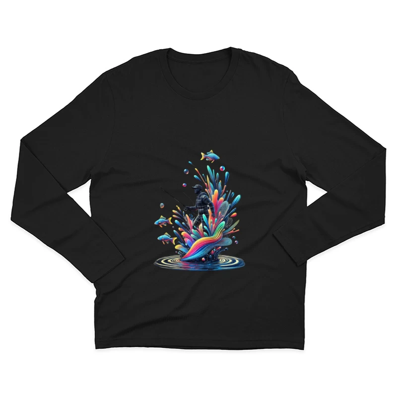 Surreal Fisherman in Vibrant Underwater Fantasy Male Long Sleeve T-Shirt