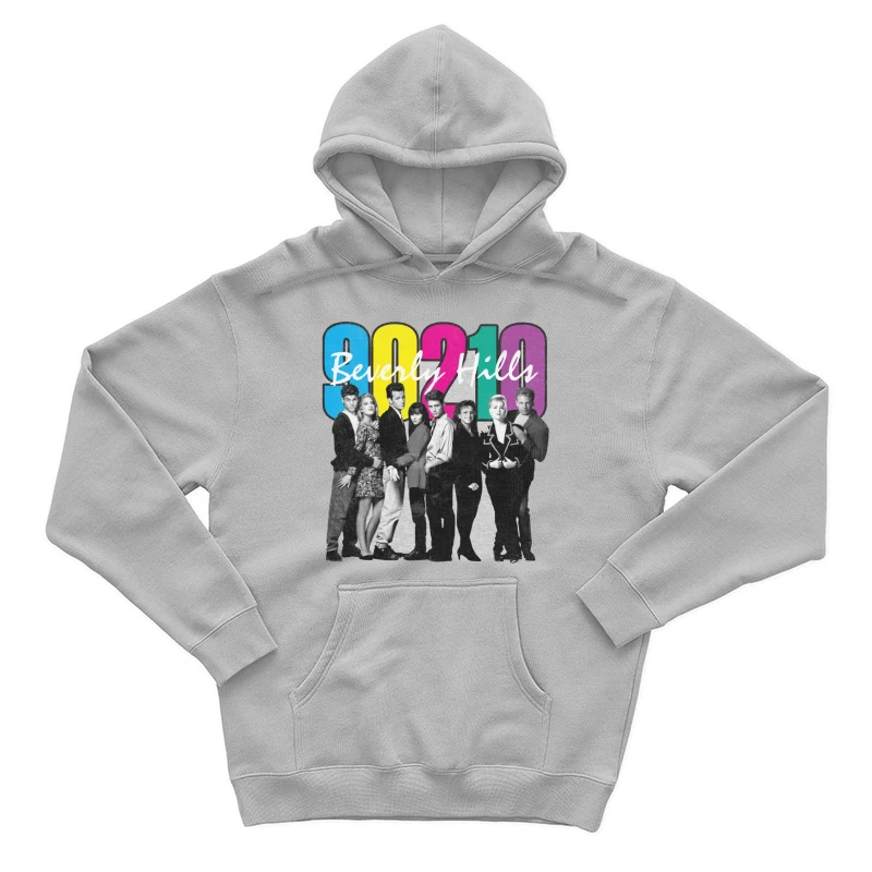 Beverly Hills 90210 Retro TV Show Cast Photo with Colorful Logo Male Pullover Hoodie