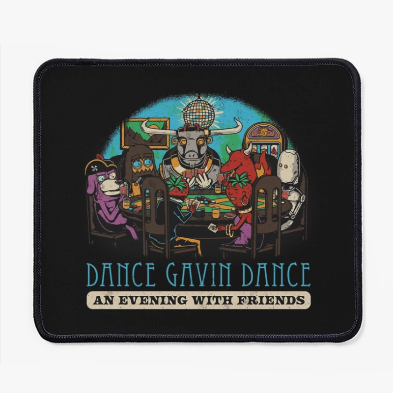 Dance Gavin Dance: Cartoon Characters Playing Poker Under Disco Ball Mouse Pad