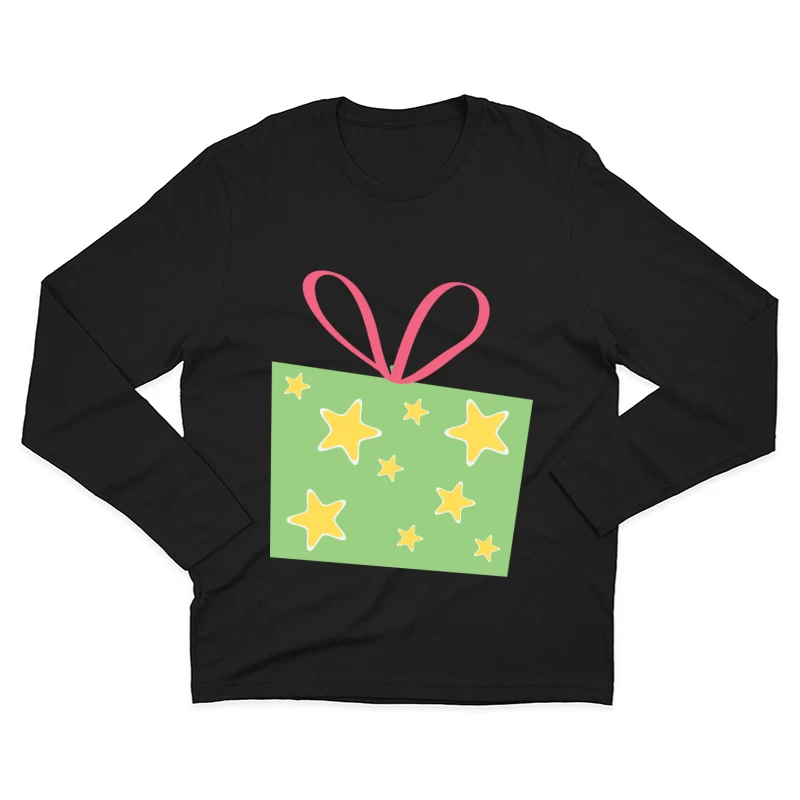 Cadeau avec étoiles et ruban rose Homme Manches Longues T-Shirt