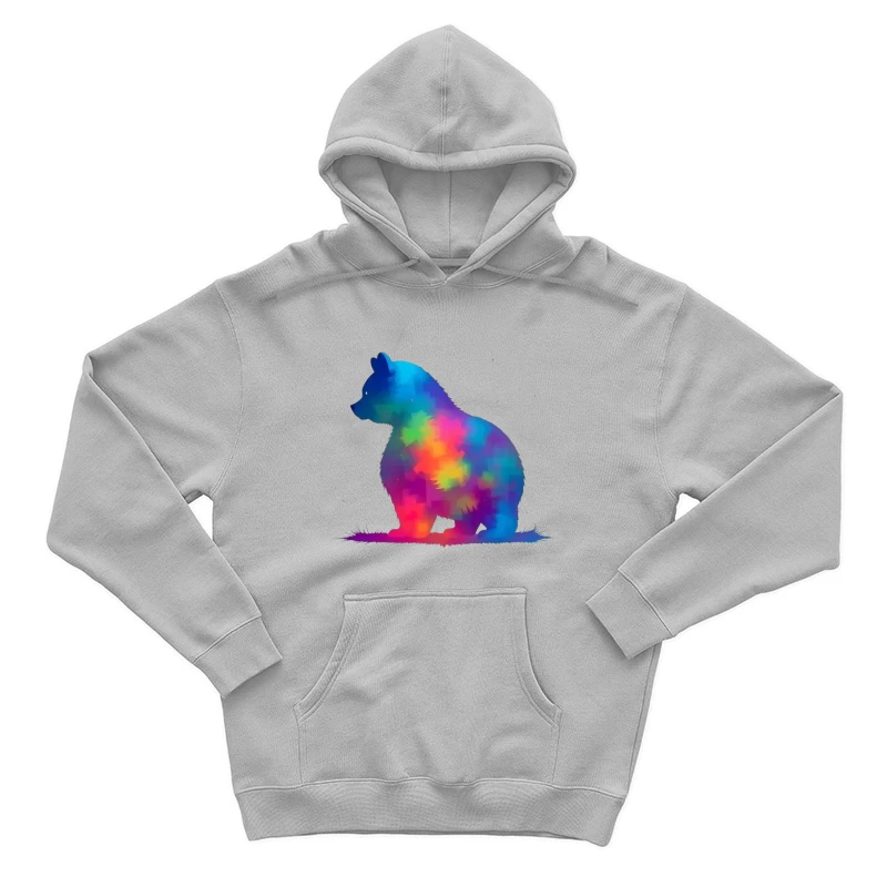 Rainbow Watercolor Bear Silhouette Art Male Pullover Hoodie