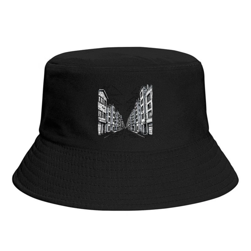 Monochrome Cityscape with Urban Architecture Bucket Hat