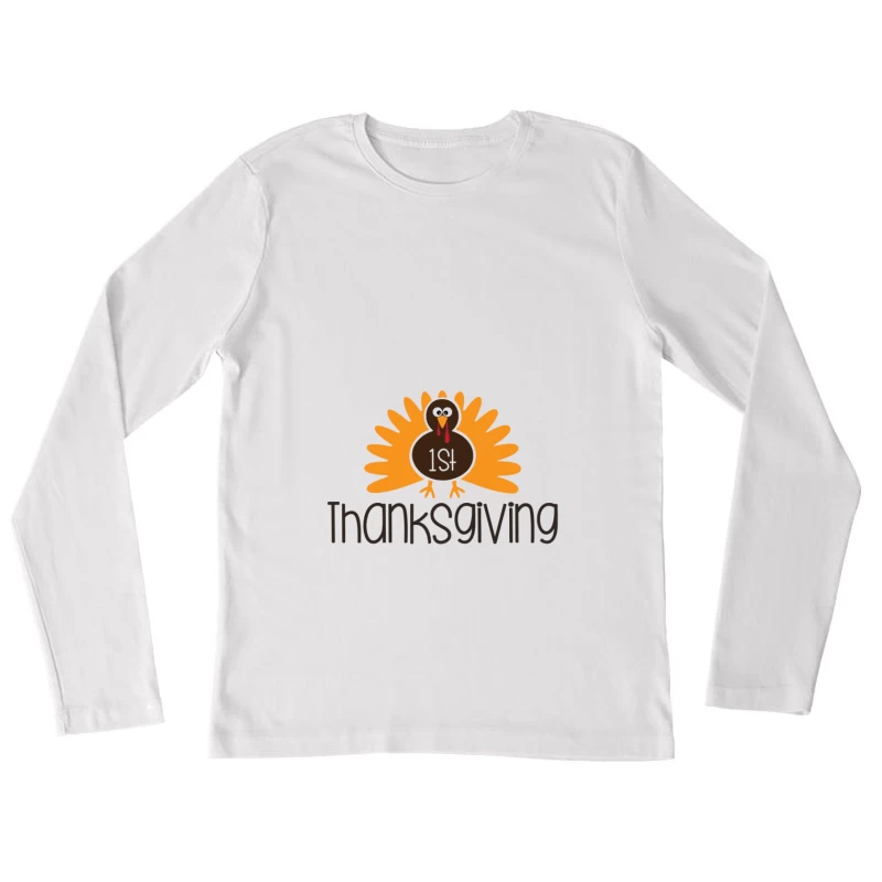 Premier Thanksgiving avec dinde Femme Manches Longues T-Shirt
