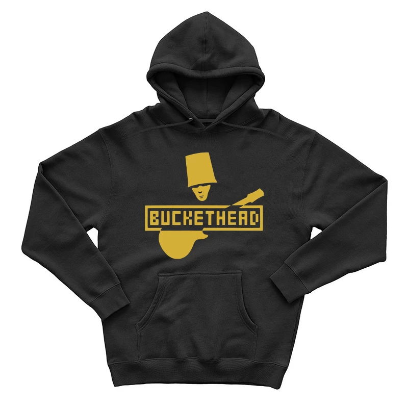 Gold Buckethead Guitar Player Logo Design Male Pullover Hoodie