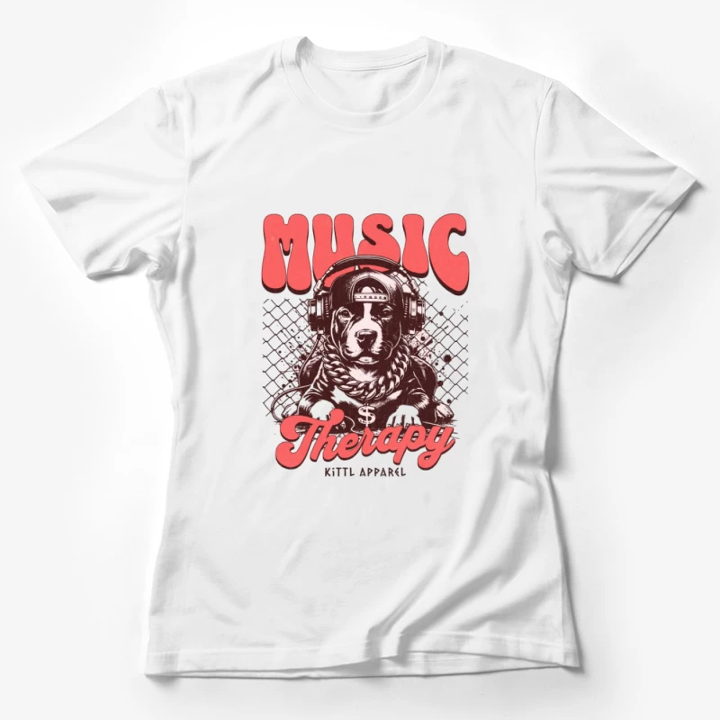 Design de chien avec écouteurs en thérapie musicale Femme T-Shirt