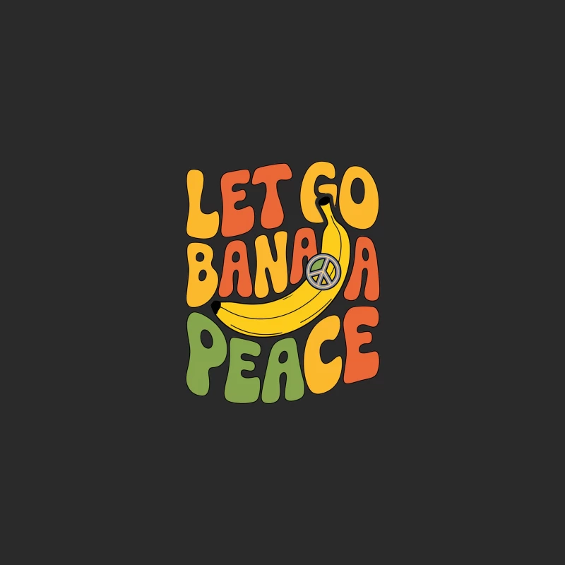 Groovy Banana Peace Slogan in Retro Typography Baseball Cap