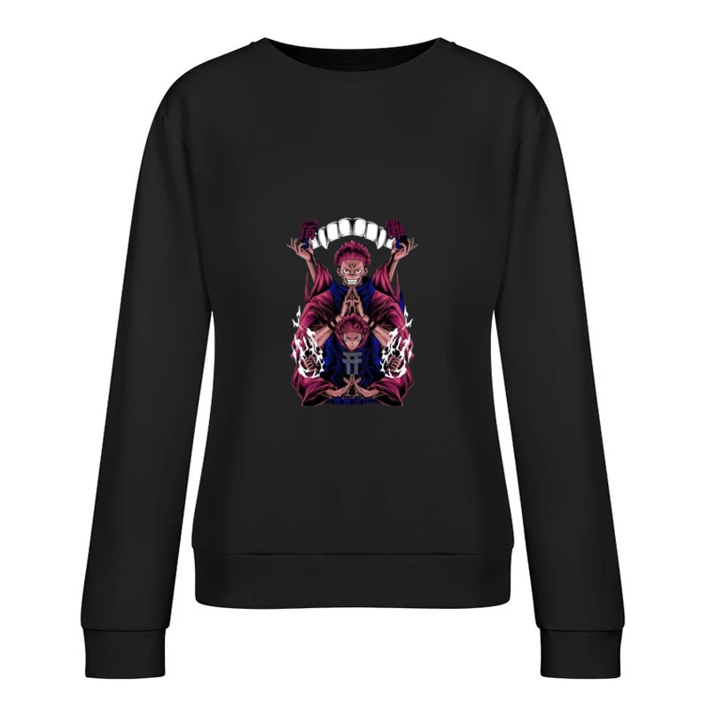 Doppeltes Dämonen-Design mit lodernden Händen Damen Pullover Sweatshirt