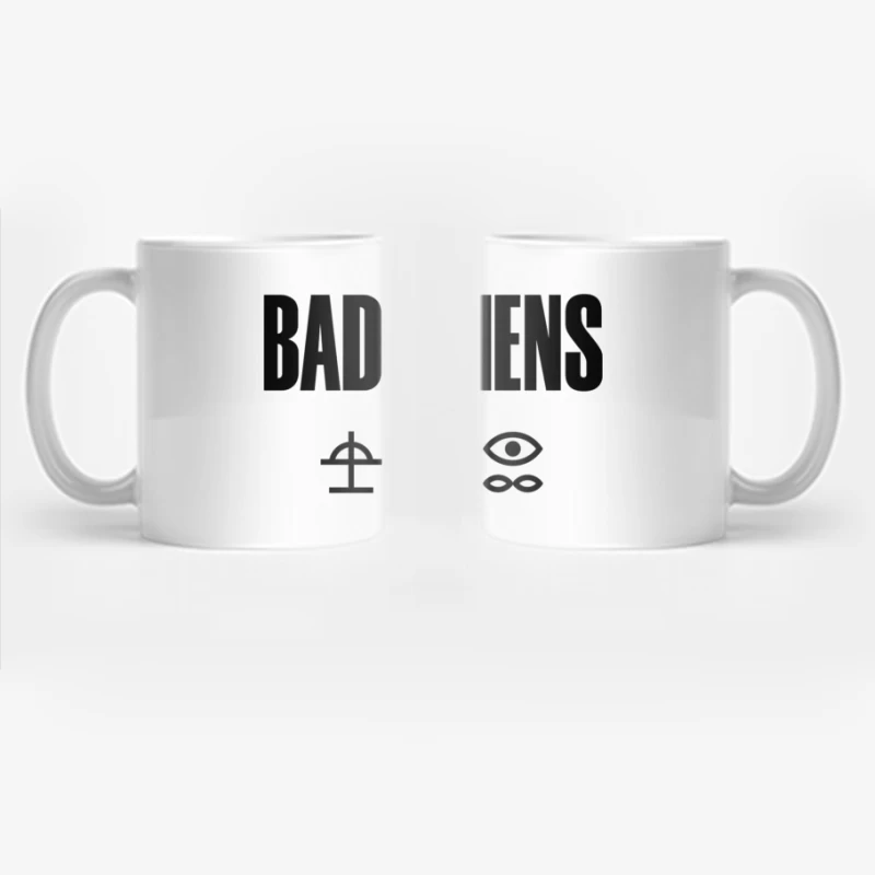 Bad Omens Band Logo with Mystical Symbols in Black and White Coffee Mug