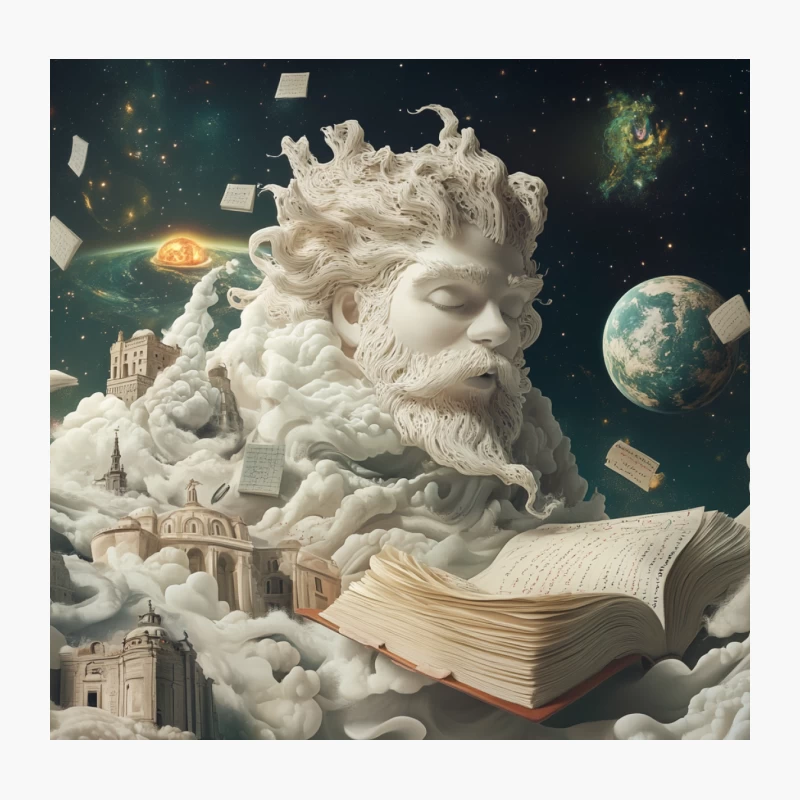 Cosmic Sculpture of Imagination: A Mythological Fantasy Throw Pillow