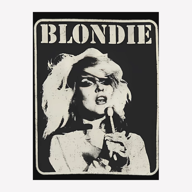 Vintage Black and White Blondie Band Promotional Poster Male T-Shirt