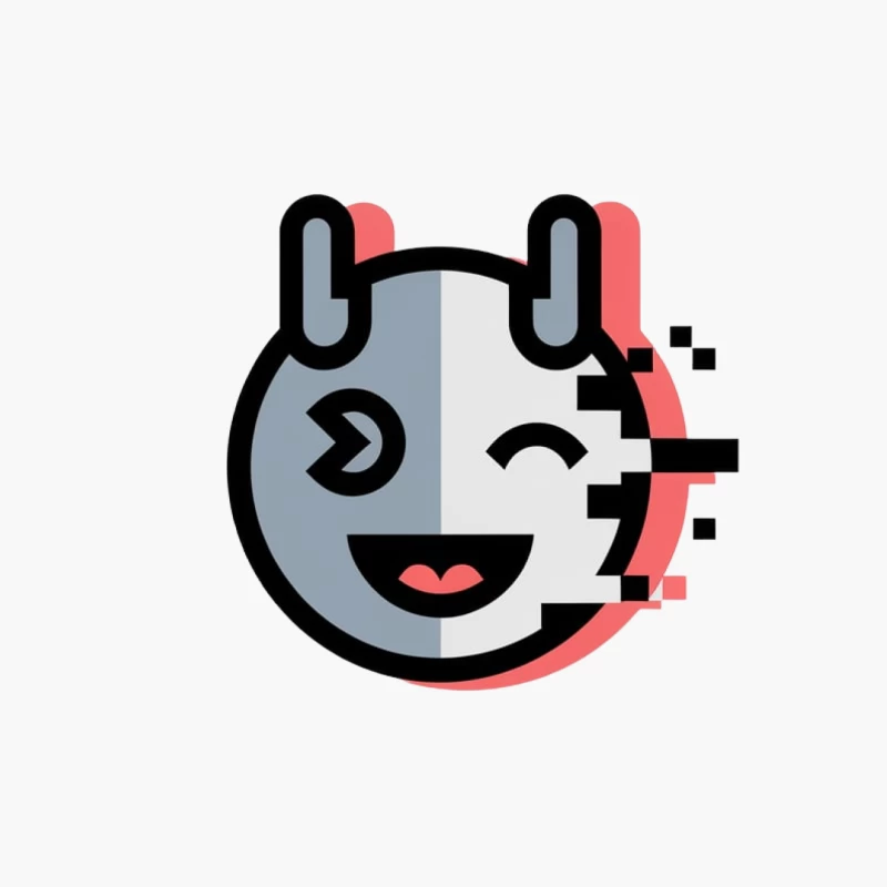 Glitched Rabbit Emoji Digital Art Icon Cotton Tote Bag