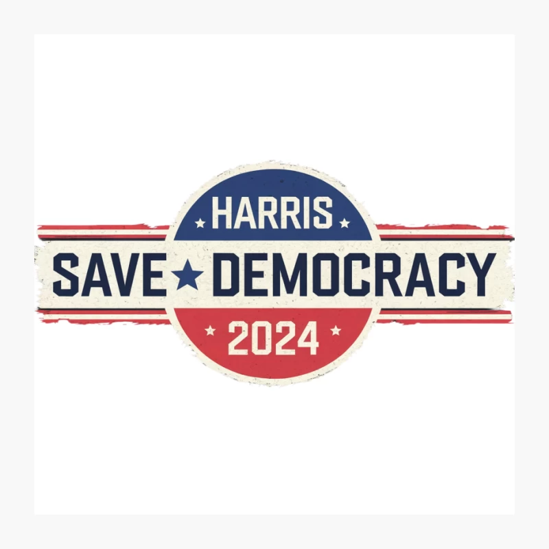 Harris 2024 Campaign Button: Save Democracy Slogan Pin