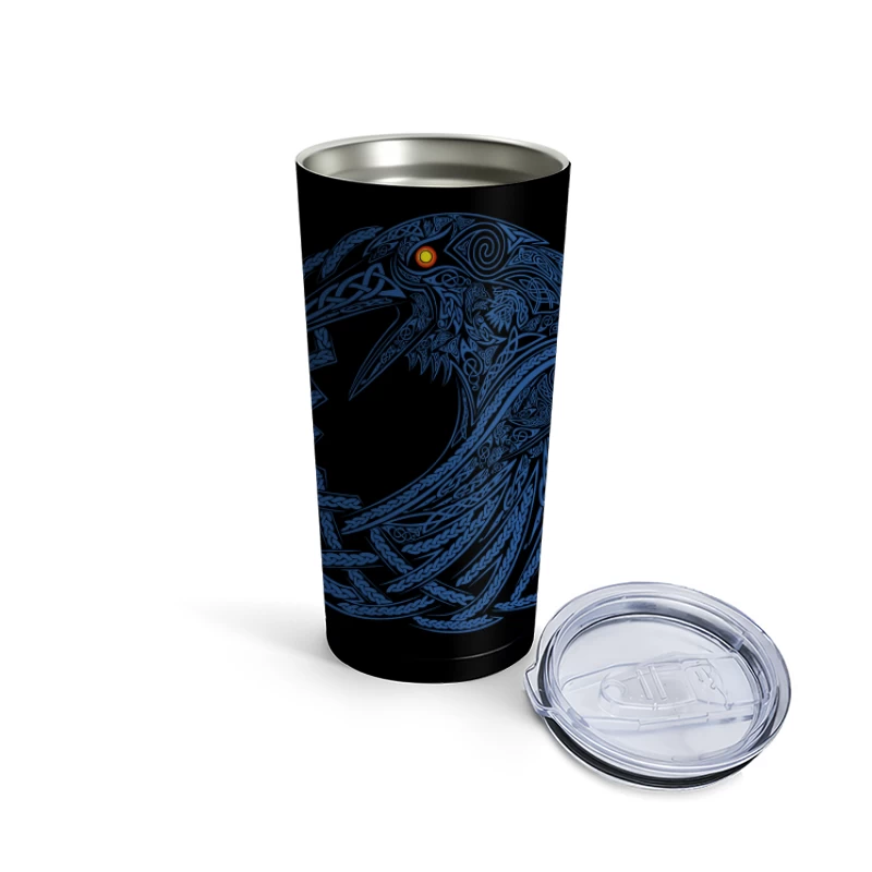 Intricate Celtic Knotwork Raven Illustration Travel Mug