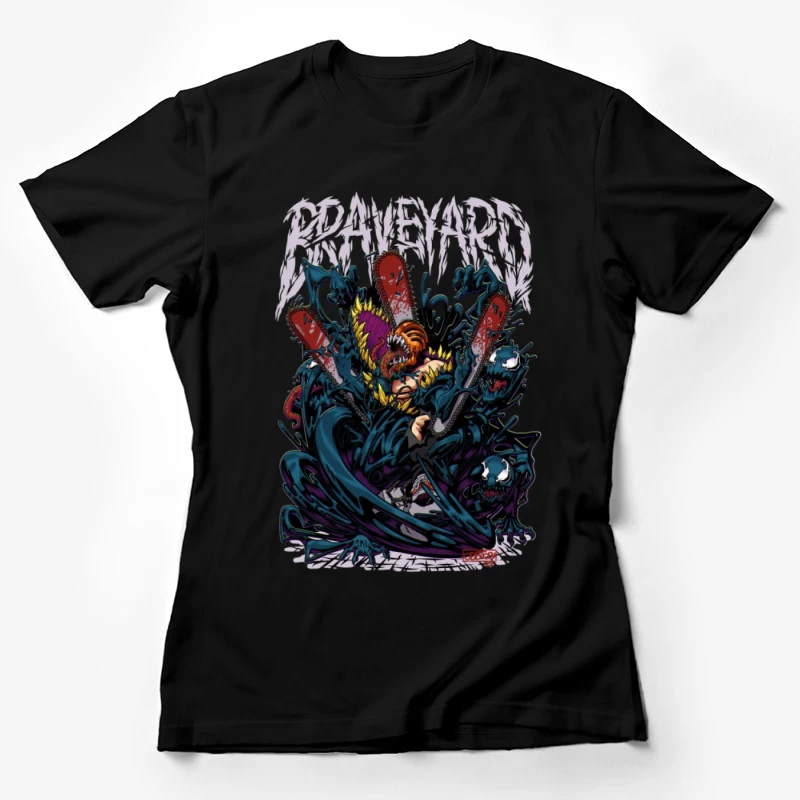 Schrecklicher Kampf mit Kettensäge und Monstern Damen T-Shirt