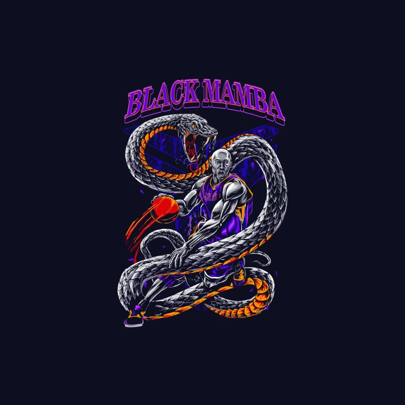 Basketball Illustration of Black Mamba with Snake iPhone Case