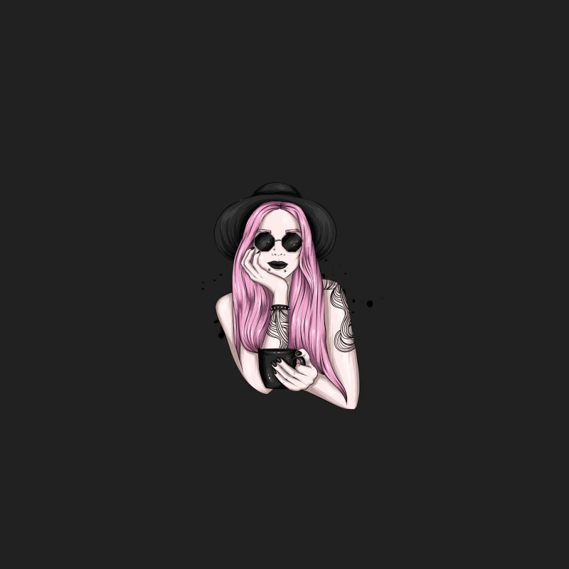 Stylish Woman with Pink Hair and Sunglasses Bucket Hat