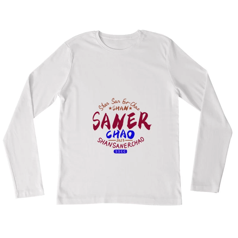 Kreatives Logo-Design für 2023 Damen Langarm T-Shirt