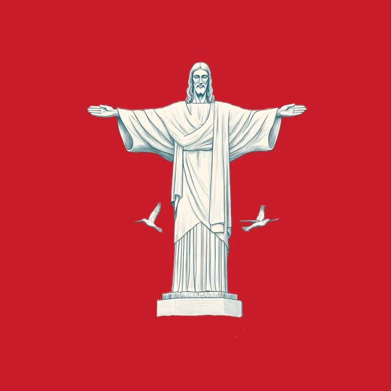 Iconic Christ the Redeemer Statue: Brazilian Landmark and Christian Symbol Male Pullover Hoodie