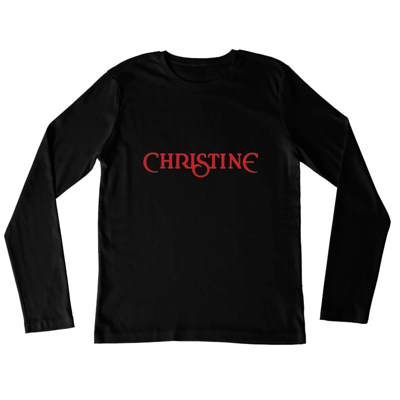 Christine (1983) Classic Horror Movie Logo in Red Typography Female Long Sleeve T-Shirt