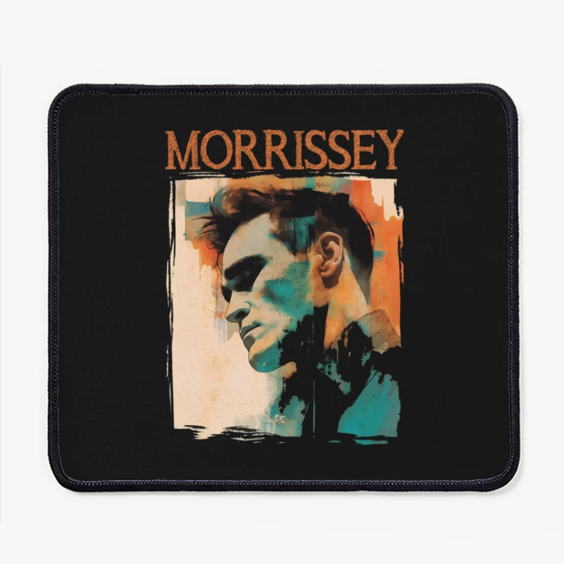 Artistic Watercolor Portrait with Morrissey Typography Mouse Pad