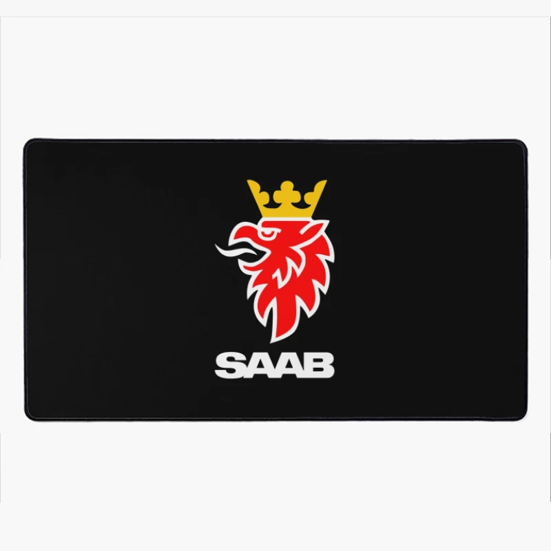 Saab Automotive Red Griffin Logo with Crown Desk Mat