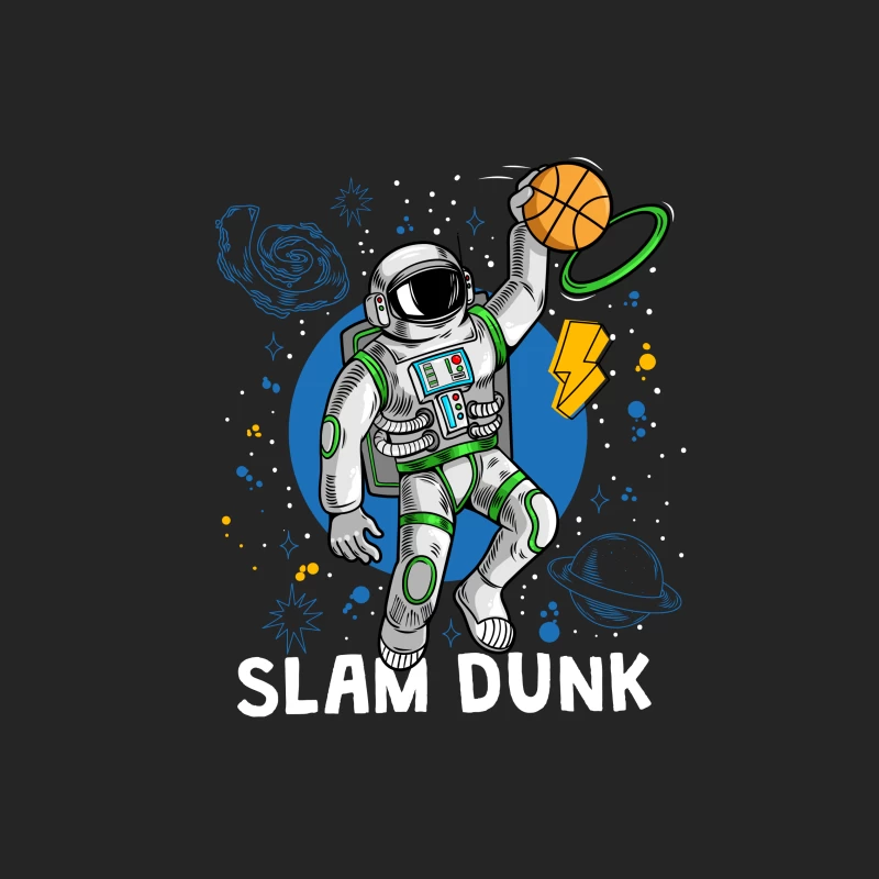 Astronaut beim Slam Dunk im Weltraum Herren Pullover Sweatshirt