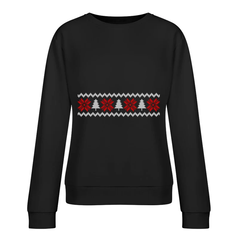Motif de Noël avec flocons et sapins Femme Sweat-shirt à enfiler