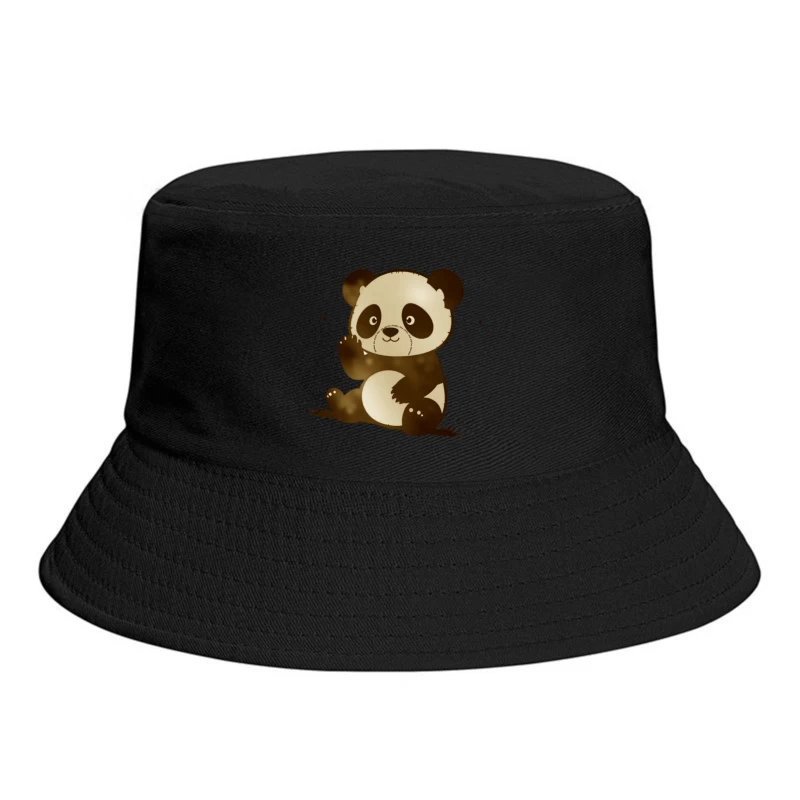 Cute Cartoon Panda Bear Illustration Bucket Hat