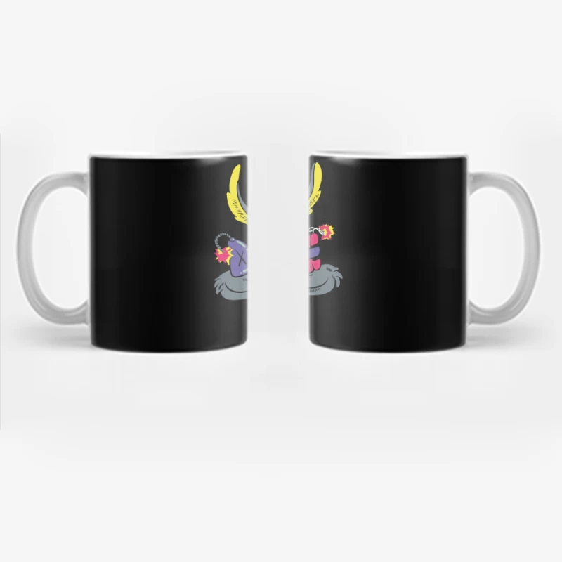 Whimsical Cartoon Creature with Explosive Elements Coffee Mug