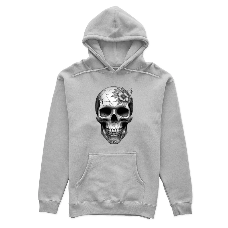 Intricate Floral Skull Design Female Pullover Hoodie