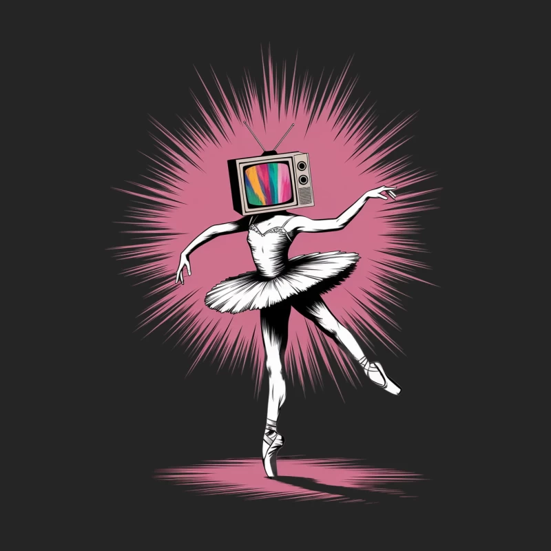 Surreal Ballet Dancing Television with Retro Pink Background Female Pullover Sweatshirt