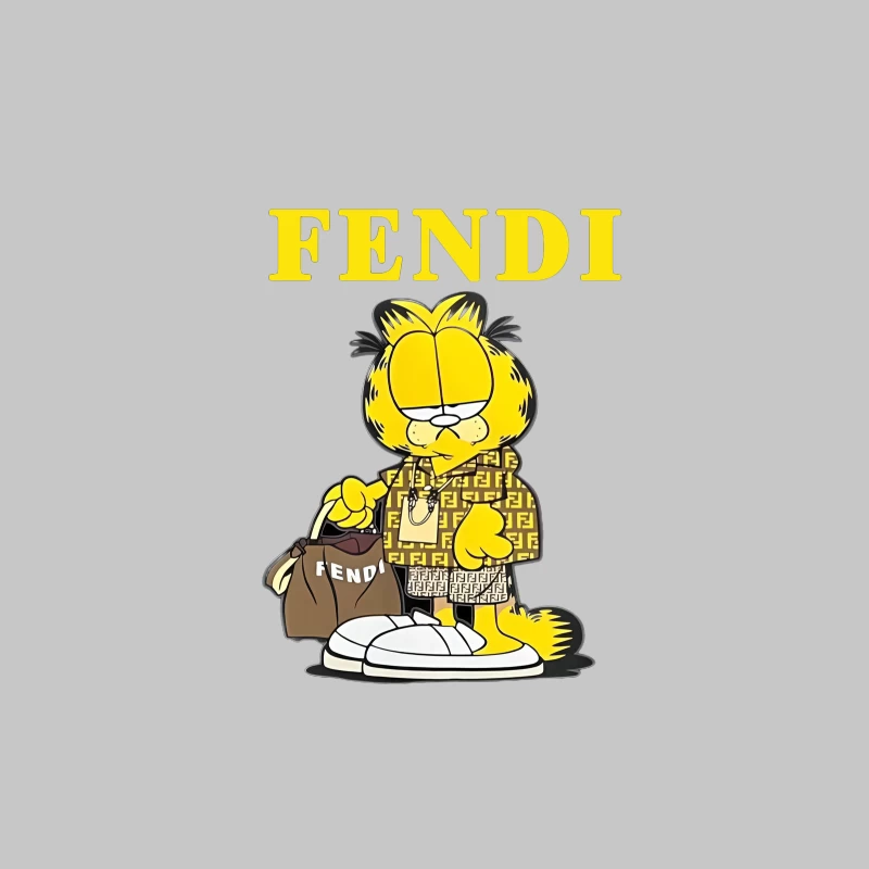 Garfield in Luxusmode von Fendi Damen Langarm T-Shirt