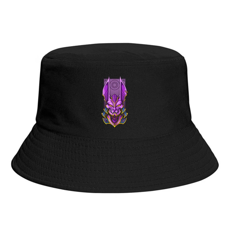 Purple Demon Mask Illustration Bucket Hat