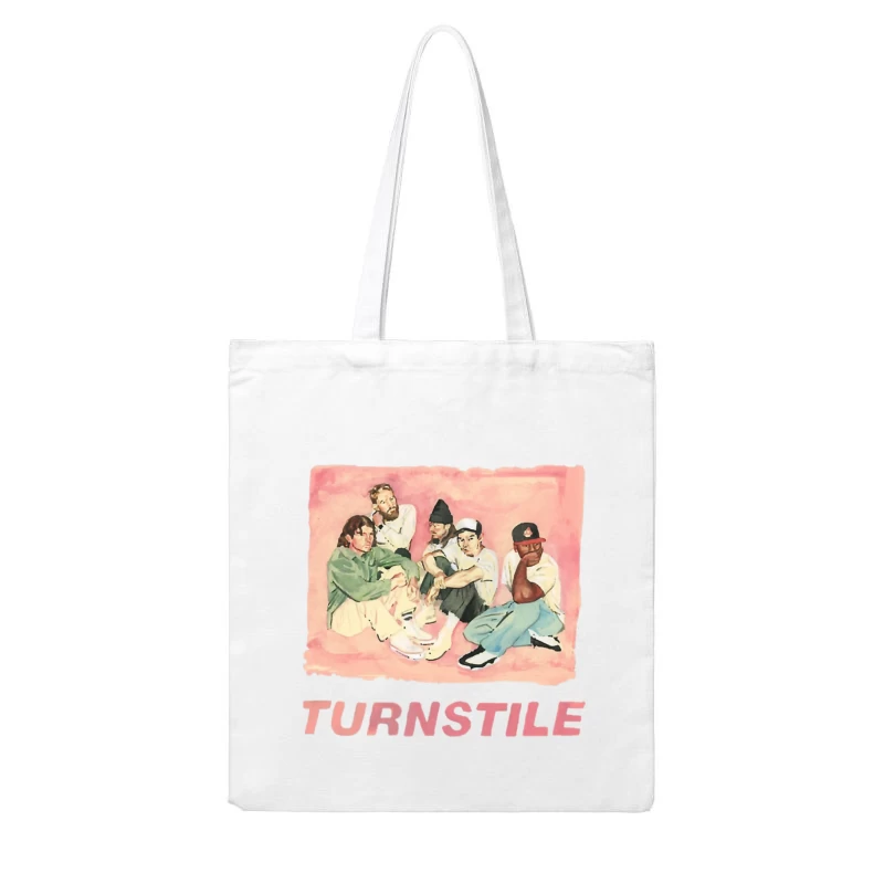 Watercolor Portrait of Hip Hop Group "Turnstile" Cotton Tote Bag