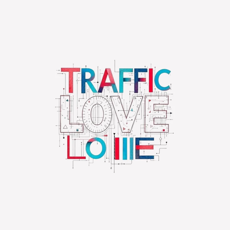 Traffic Love Typography with Technical Design Elements Male T-Shirt