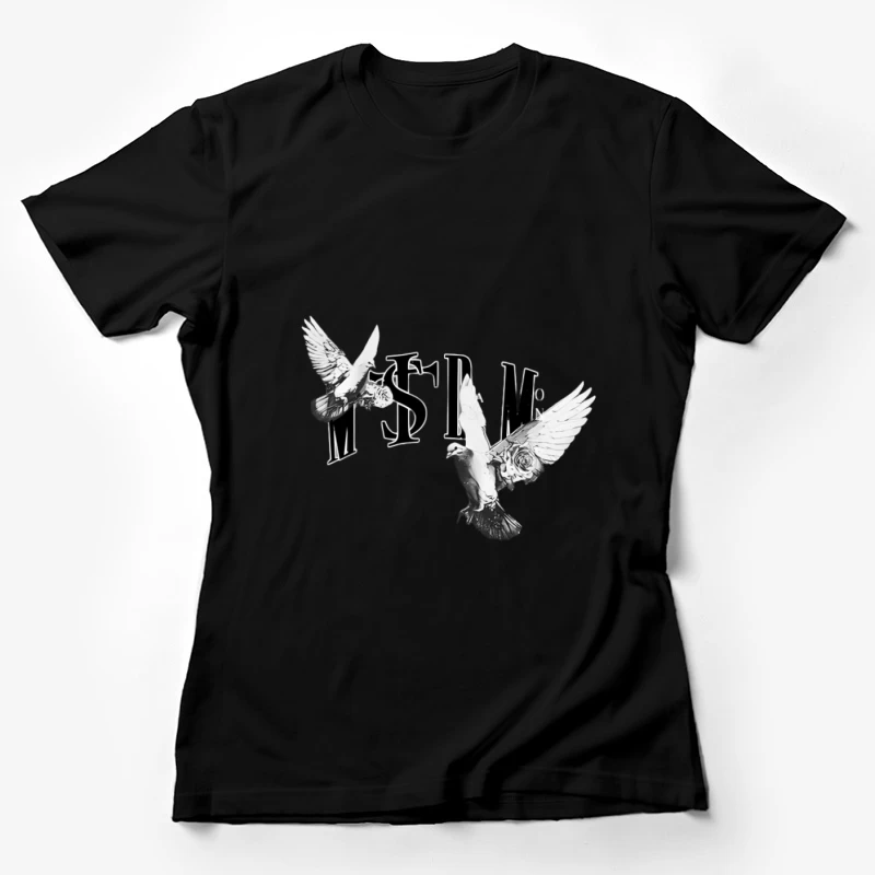 Tauben und Blumen Design Damen T-Shirt