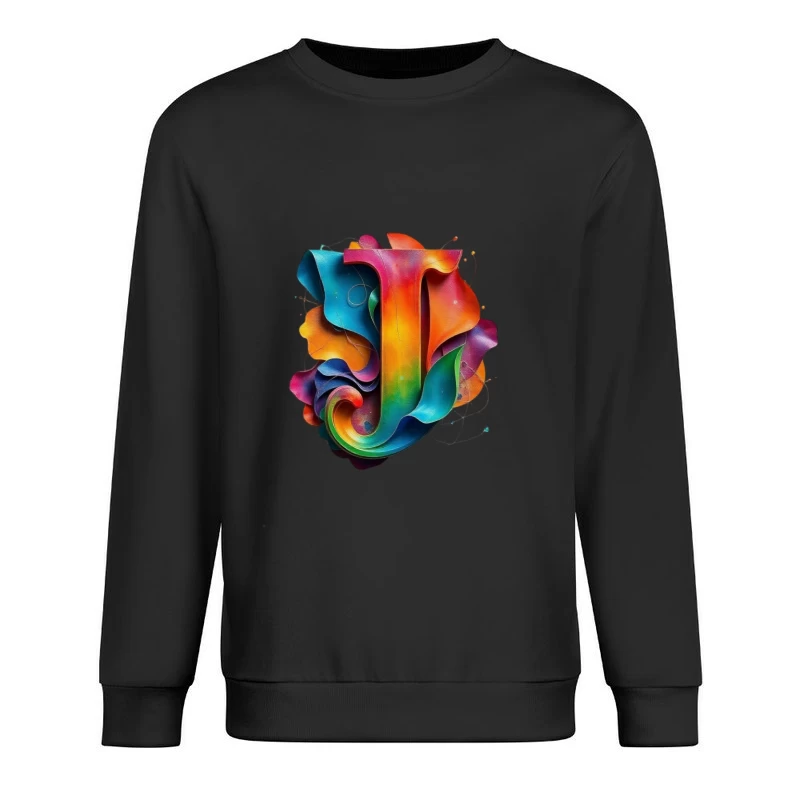 3D Colorful Abstract Typography Letter J Design Male Pullover Sweatshirt