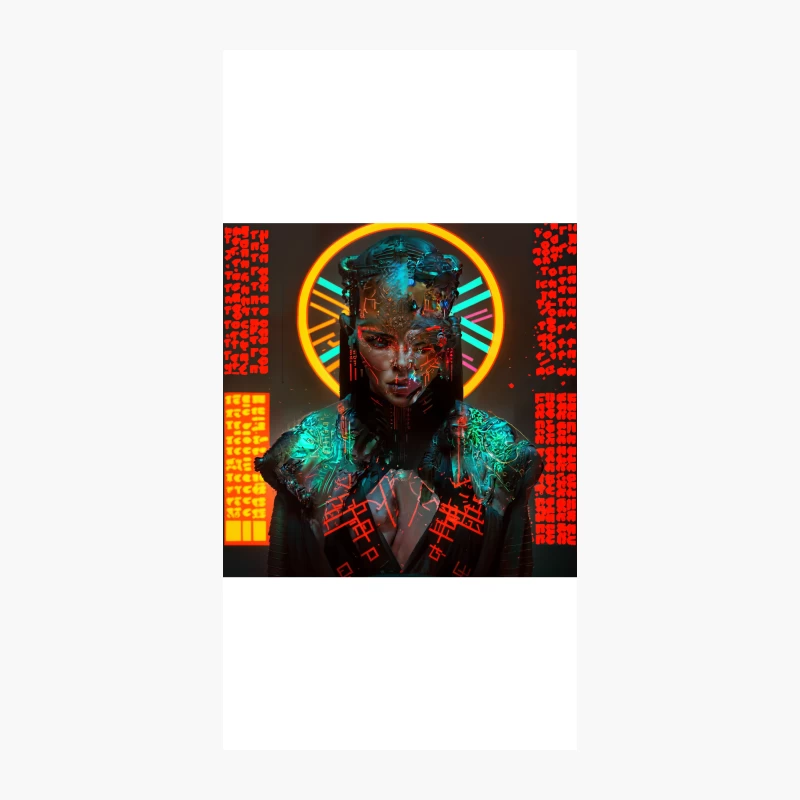 Neon Cyberpunk: Futuristic Digital Art in a Dystopian Technological World iPhone Case