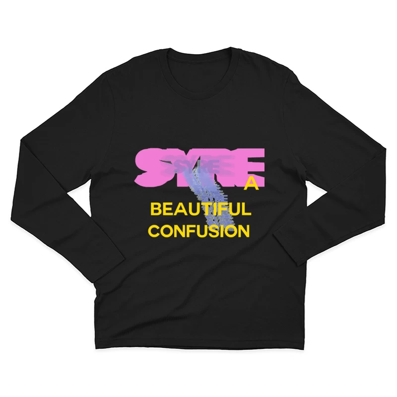 Beautiful Confusion: Abstract Typography Design Male Long Sleeve T-Shirt