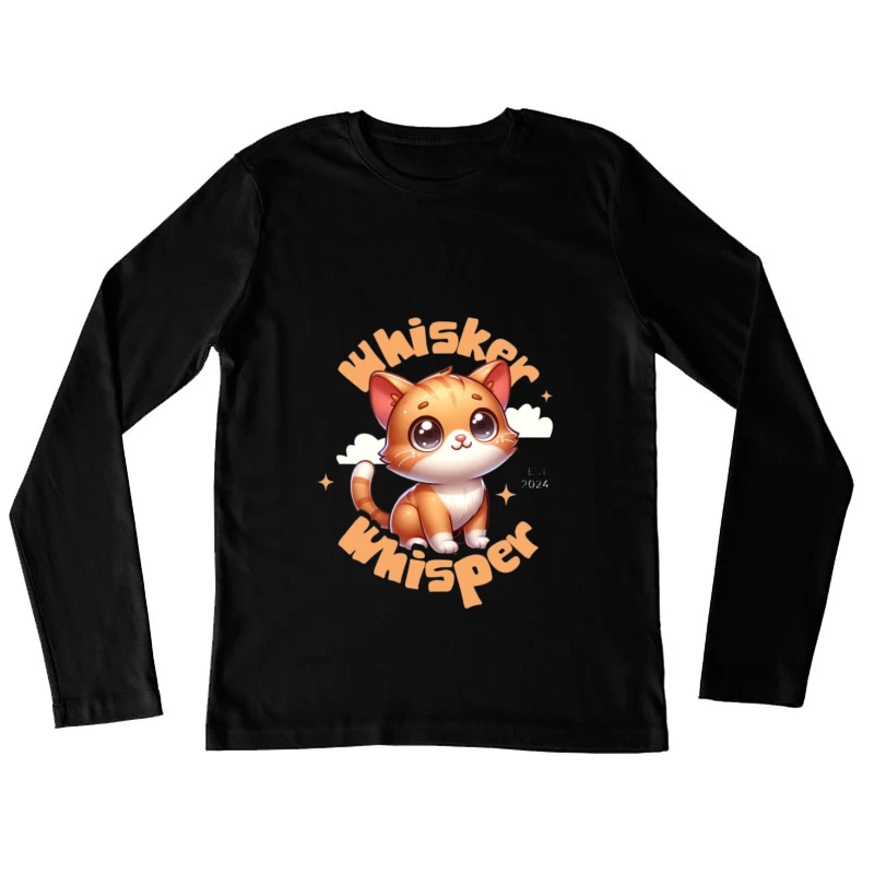 Süßes Katzen-Maskottchen Logo Damen Langarm T-Shirt