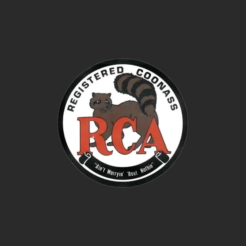 Registered Coonass RCA Logo with Raccoon Mascot and Humorous Slogan Baseball Cap