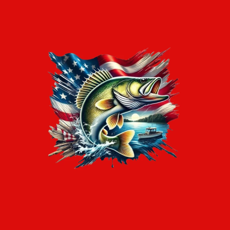 Dynamic Fish with American Flag and Scenic Background Male Tank Top