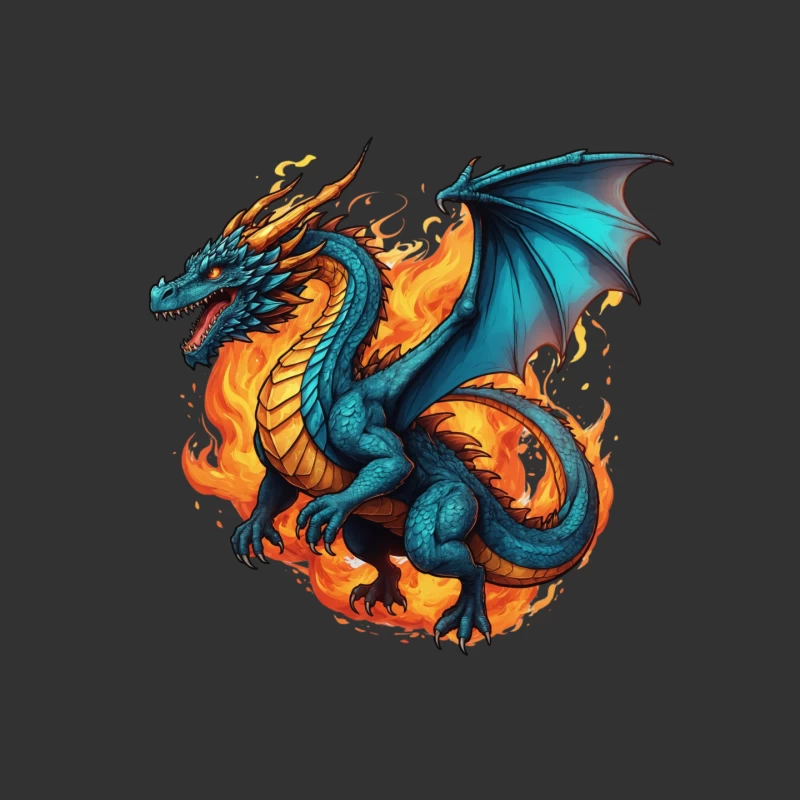 Blue Dragon in Flames Mouse Pad