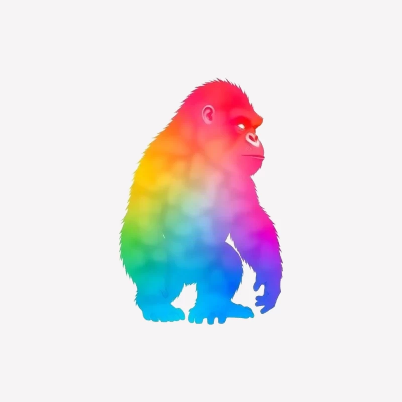 Rainbow Gradient Gorilla Silhouette Art Female T-Shirt