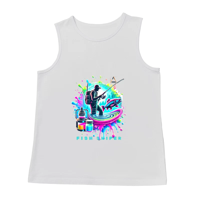 Colorful Fish Sniper: Vaping and Fishing Art Male Tank Top