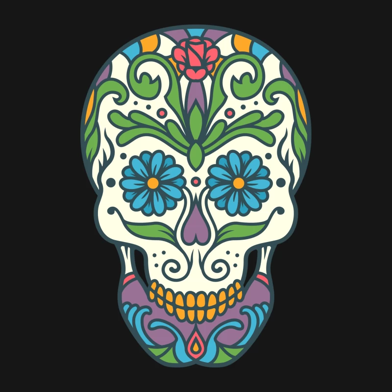 Crâne de sucre coloré pour le Jour des Morts Homme Manches Longues T-Shirt