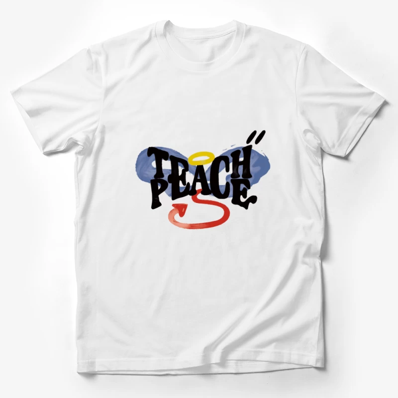 Frieden lehren Grafik mit Heiligenschein und Flügeln Herren T-Shirt