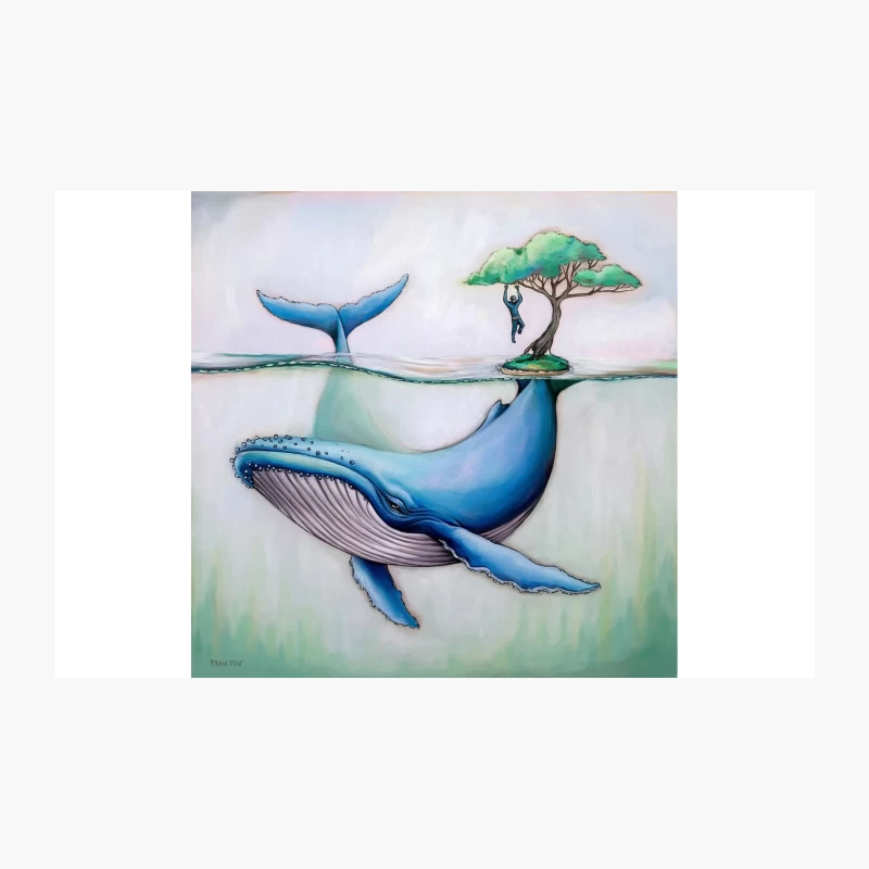 Surreal Whale and Tree: A Fantasy Ocean Illustration Travel Mug